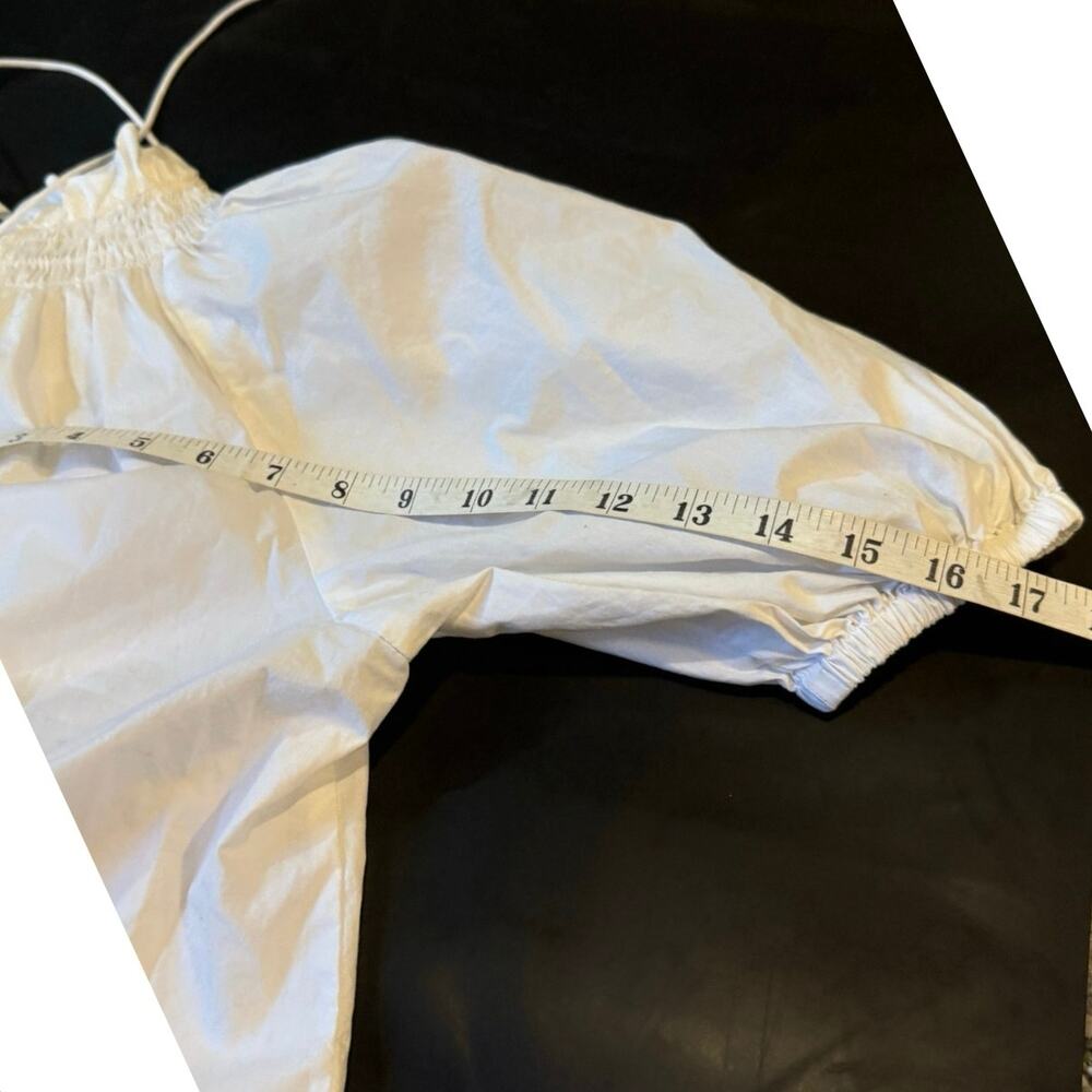 J.Crew Re-Imagined White Puff Sleeve Smocked Peasant Blouse Women’s Size Small - Picture 5 of 8